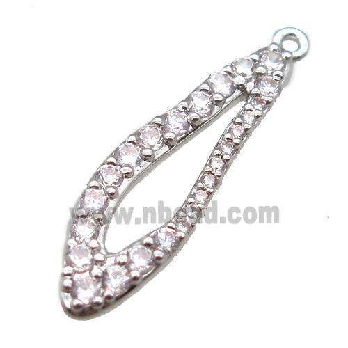 copper pendant paved zircon, platinum plated