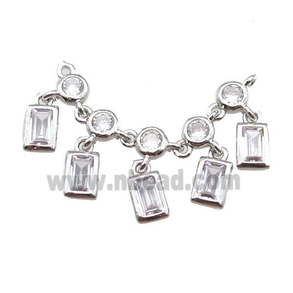 copper pendant paved zircon with 2loops, platinum plated