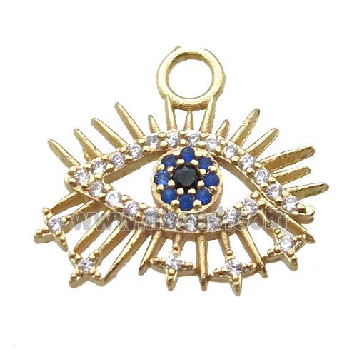 copper eye pendant paved zircon, gold plated
