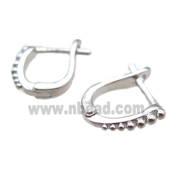 copper Latchback Earrings, platinum plated