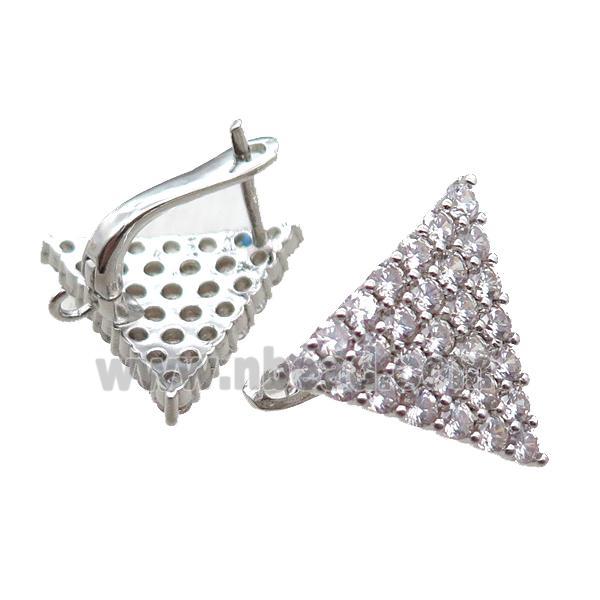 copper Latchback Earrings paved zircon, platinum plated