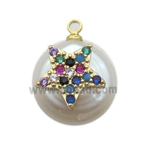 natural pearl pendant paved zircon