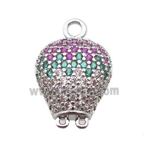 copper balloon pendant paved zircon, platinum plated