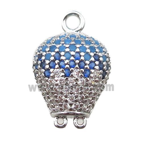 copper balloon pendant paved zircon, platinum plated