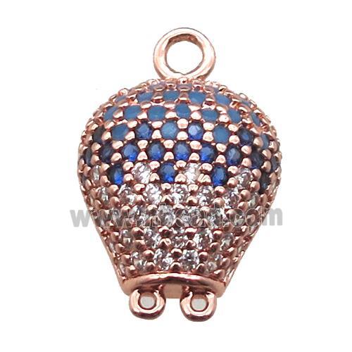 copper balloon pendant paved zircon, rose gold