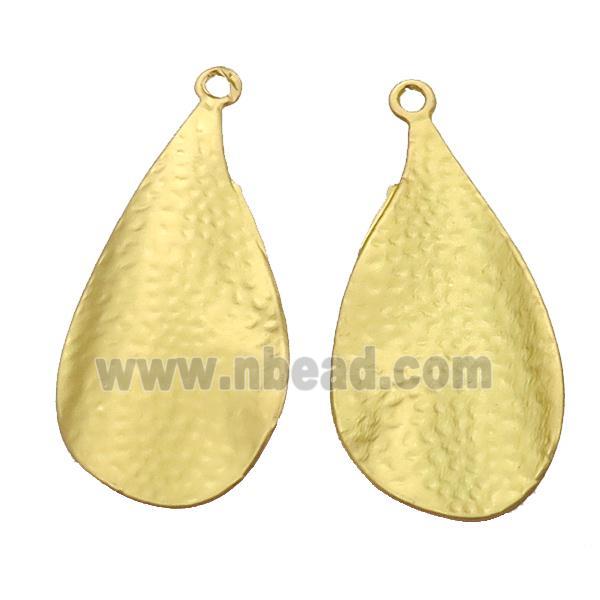 unfading copper leaf pendant, hammered, duck gold plated