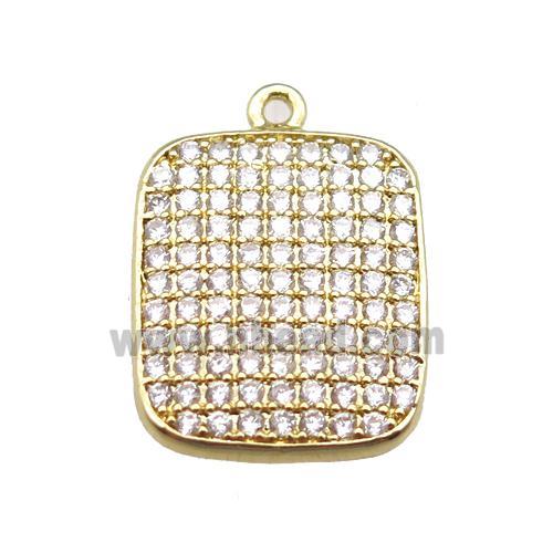 copper rectangle paved zircon, gold plated