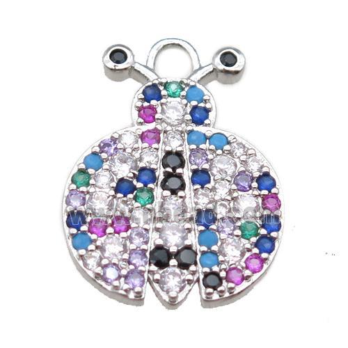 copper beetle pendant paved zircon, platinum plated