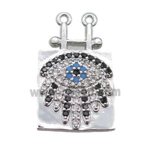 copper eye pendant paved zircon, platinum plated