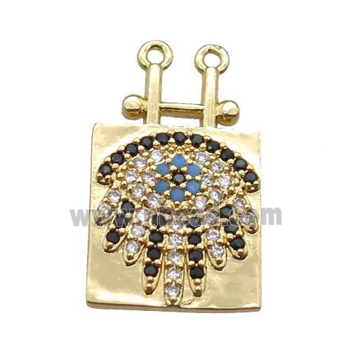 copper eye pendant paved zircon, gold plated