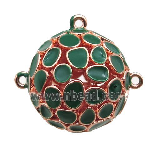 copper pendant bail, green Enameling, rose gold