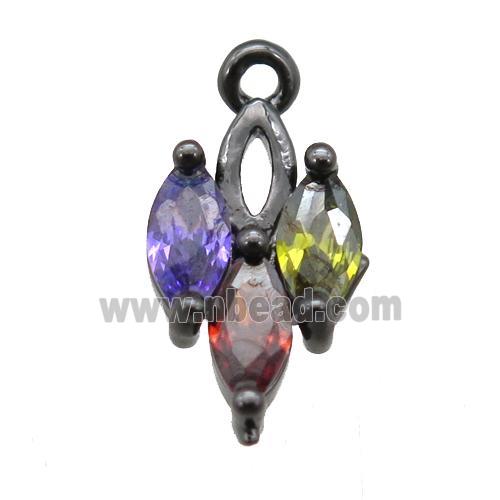 copper pendant paved zircon, black plated