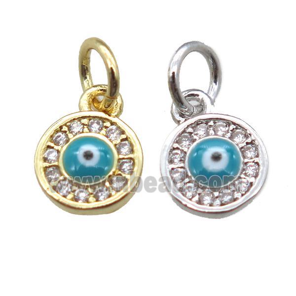 copper circle eye pendant paved zircon, mixed