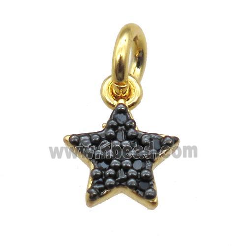 copper star pendant paved zircon, gold plated