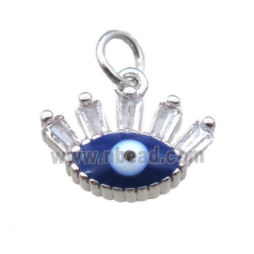 copper eye pendant paved zircon, platinum plated