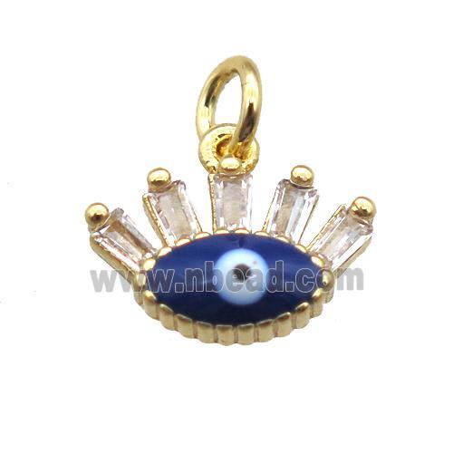 copper eye pendant paved zircon, gold plated