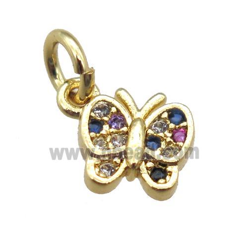 copper butterfly pendant paved zircon, gold plated