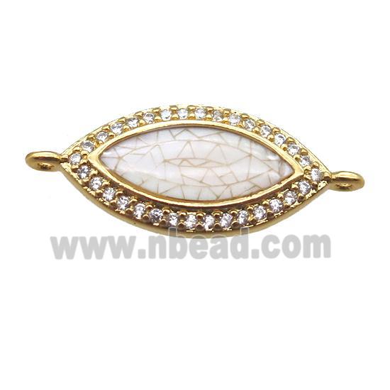copper eye connector paved zircon with shell, gold plated