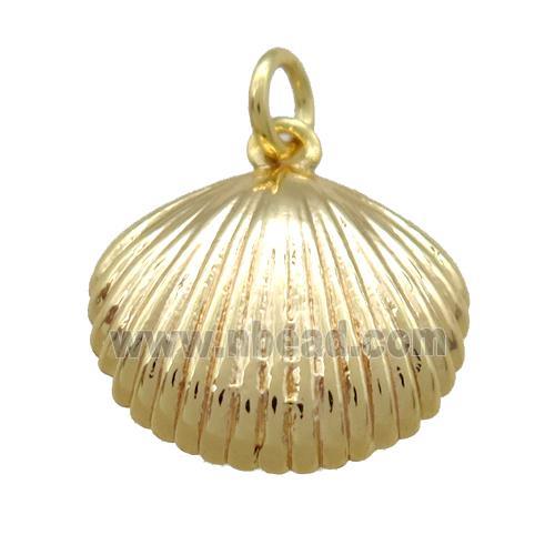 copper quahog pendant, gold plated