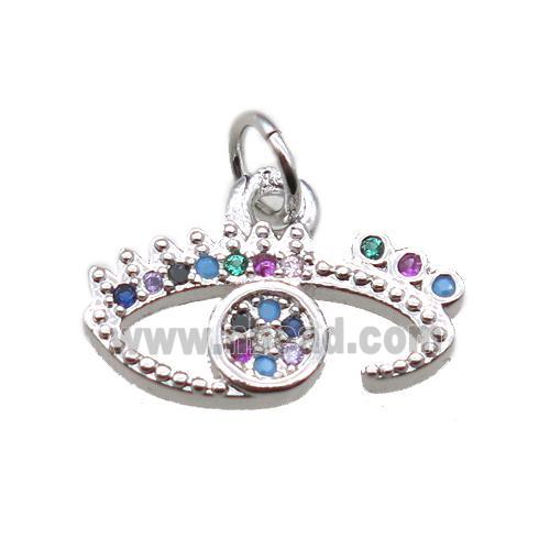 copper eye pendant paved zircon, platinum plated