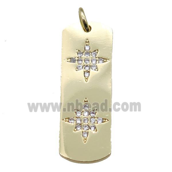 copper pendant paved zircon, northstar, gold plated