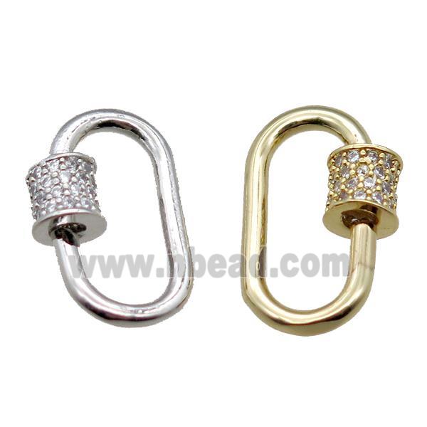 copper carabiner lock pendant paved zircon, mixed color