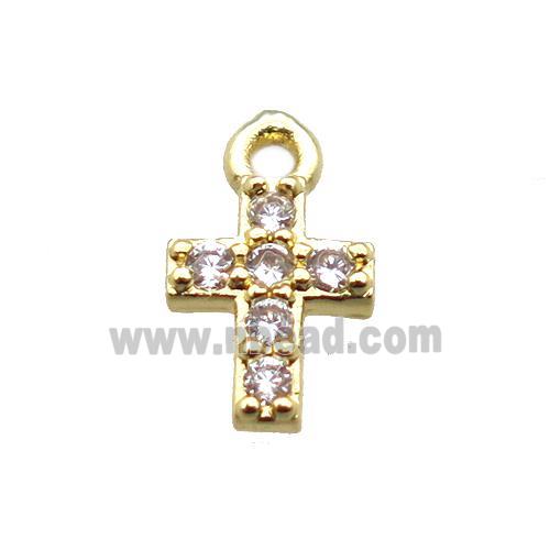 copper cross pendant pave zircon, gold plated