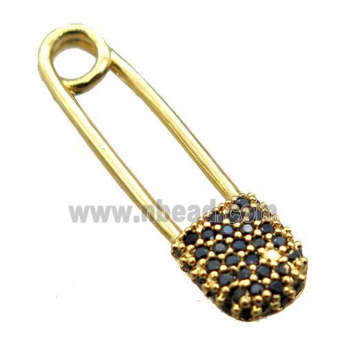 copper clip pendant paved zircon, gold plated