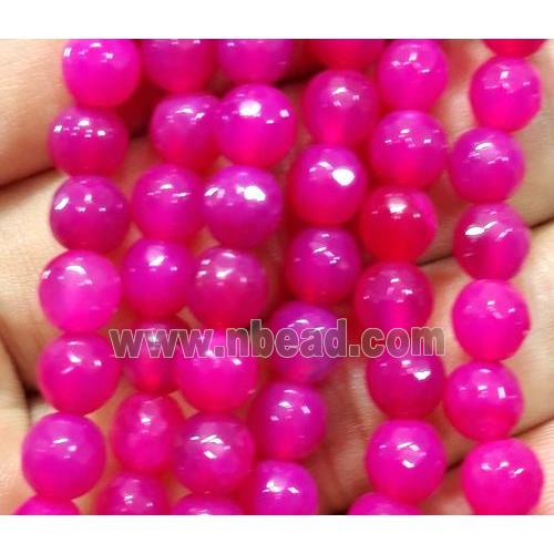 hotpink agate bead, faceted round