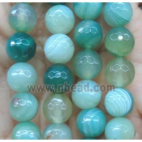 green striped agate bead, faceted round