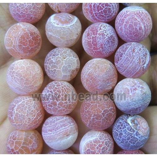 orange frosted Crackle Agate beads, round