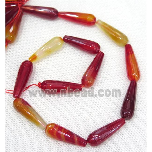 orange Agate beads, faceted teardrop