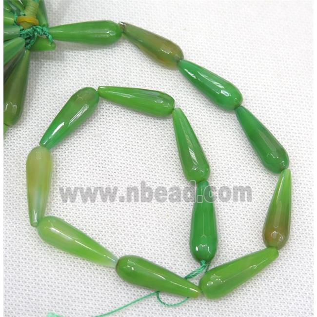 green Agate beads, faceted teardrop