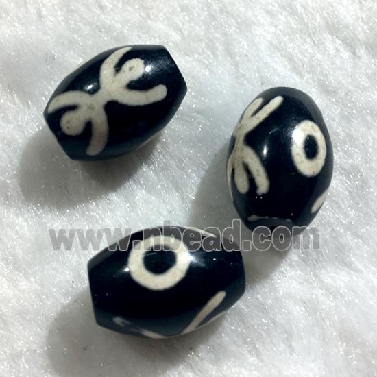 black tibetan style agate beads, oval