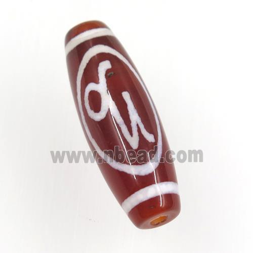 red tibetan style agate beads, oval