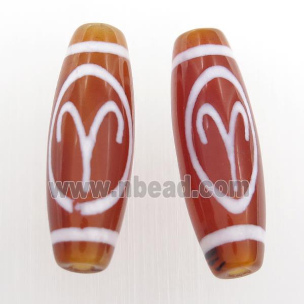 red tibetan style agate beads, oval