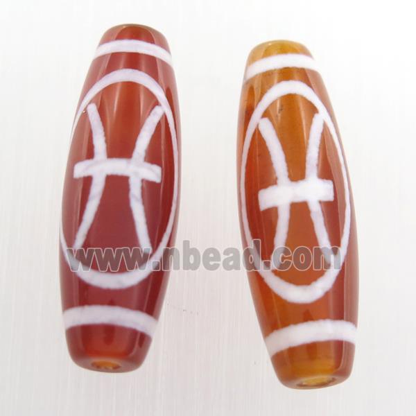 red tibetan style agate beads, oval