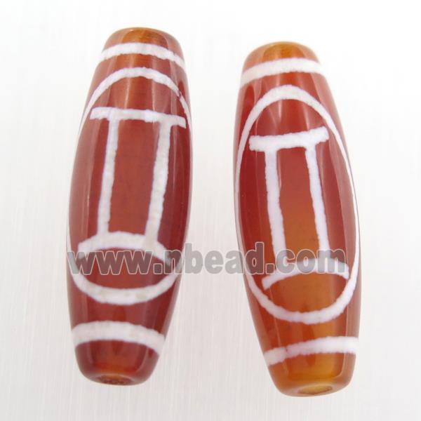red tibetan style agate beads, oval