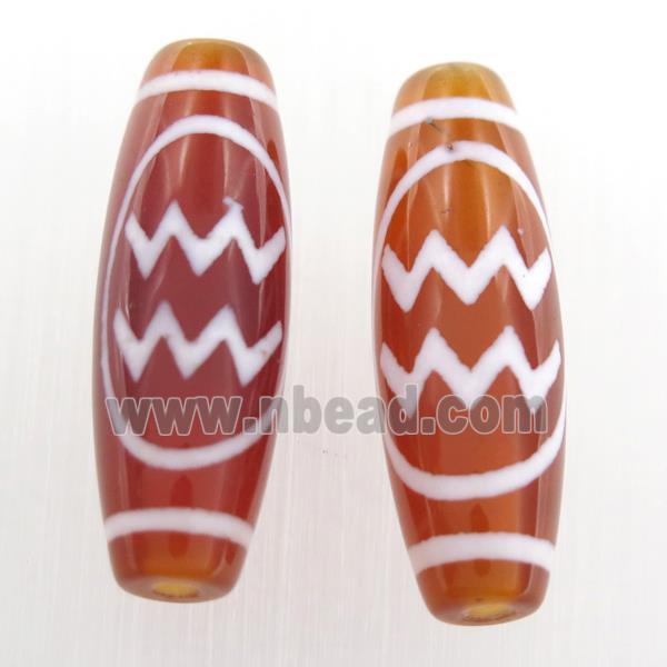 red tibetan style agate beads, oval