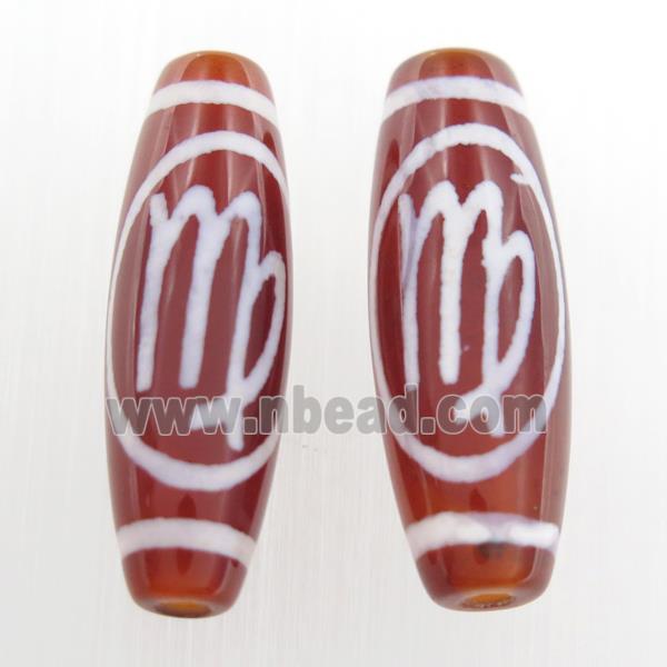 red tibetan style agate beads, oval