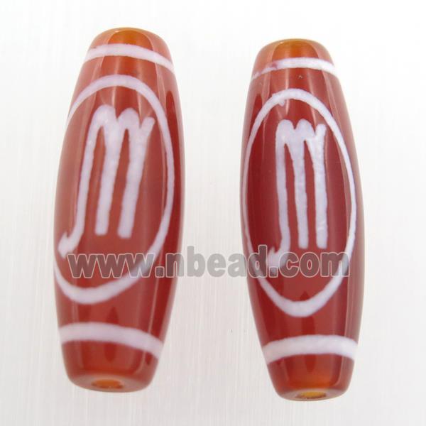 red tibetan style agate beads, oval