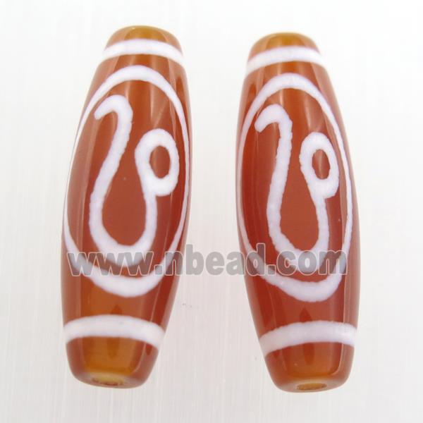 red tibetan style agate beads, oval
