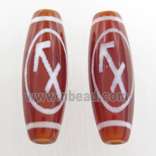 red tibetan style agate beads, oval