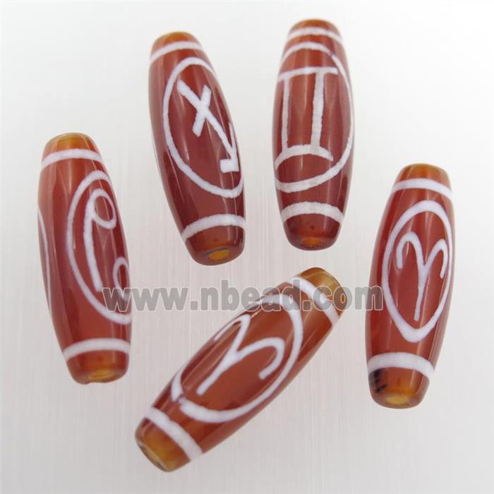 red tibetan style agate beads, oval