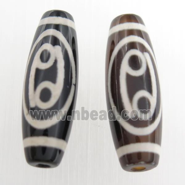 black tibetan style agate beads, oval