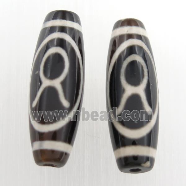 black tibetan style agate beads, oval