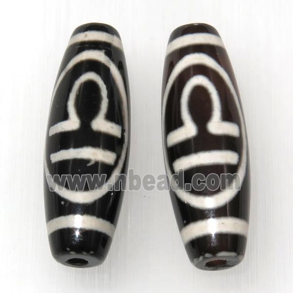 black tibetan style agate beads, oval