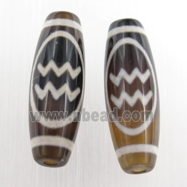 black tibetan style agate beads, oval