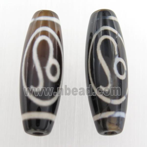 black tibetan style agate beads, oval