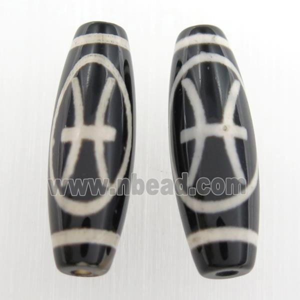black tibetan style agate beads, oval
